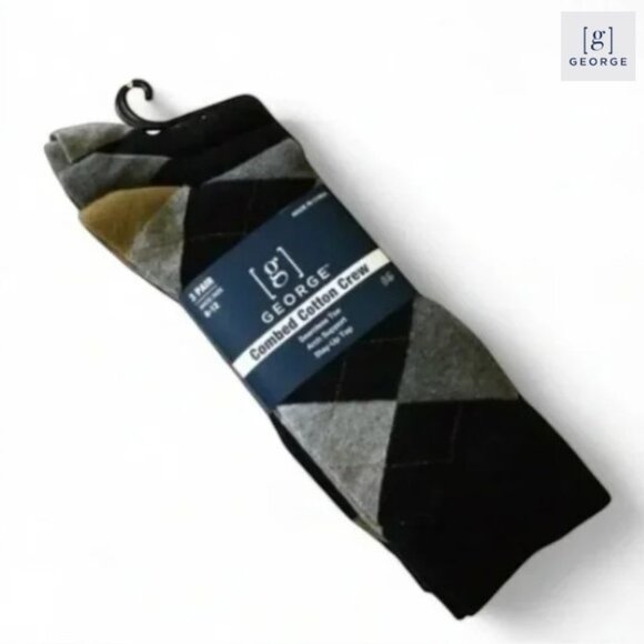 GEORGE Men's Crew Socks 3-Pack - Combed Cotton - Size 6 - 12 - NWT - Picture 11 of 12
